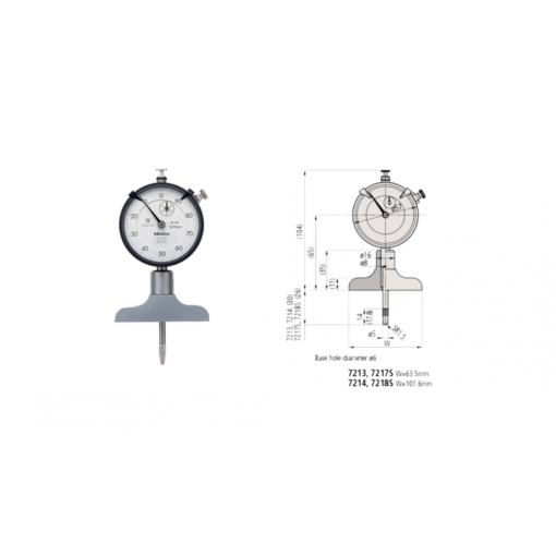 Đồng hồ đo sâu 0-210mm x 0.01 Đế 63.5mm Mitutoyo 7213
