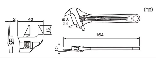 Mỏ lết hàm siêu mỏng Engineer 164mm TWM-07