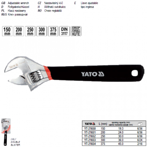 Mỏ lết hệ mét Yato YT-21652