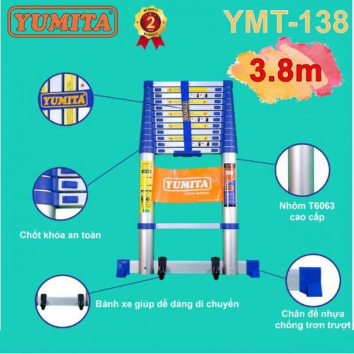 Thang nhôm rút đơn Yumita 3.8m YMT-138 (đai xanh)